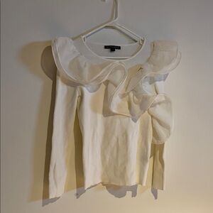 Boston Proper White Ruffled Blouse